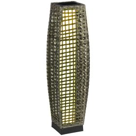 Solar LED Outdoor Floor Lamp, Brushed PE Wicker Patio Lantern for Indoor/Outdoor Use