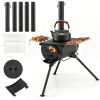 Portable Foldable Wood Burning Tent Stove with 5 Sections Chimney