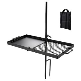Heavy Duty Swivel Campfire Grill, 24" Portable Camping Grill Grate & Griddle, Sturdy Steel BBQ Mesh, 360° Height Adjustable Over Fire Pit Equipment