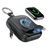 10000mAh Wireless Power Bank with Built-in USB-C & Lightning Cables, Black Portable Charger for Watch, Phone 16/15/14, Galaxy & AirPods