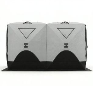 Light Gray 5-8 Person Ice Fishing Shelter Pop-Up Ice Shanty Tent Insulated Portable Tent with 2 Doors And Carrying Bag