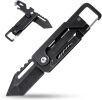 Keychain Knife, Carabiner Multitool, Tanto Pocket Knife with Key Clip, Box Cutter, Can/Bottle Opener, Screwdriver Wrench, Pry Tools