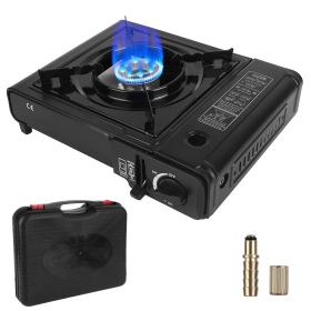 3300W Portable Camping Stove Butane Canister Dual Fuel Burner Piezo Electric Ignition Single Burner with Automatic Tank Ejection Overpressure Cut Off
