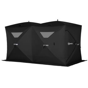 5-8 Person Pop-up Ice Fishing Shelter, Portable Ice Fishing Tent, Black