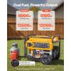 Portable Generator, Gasoline 13500W Peak Watt & LPG 12000W Peak Watt Dual Fuel Generator, Home Backup Generators with Electric Start
