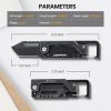 Keychain Knife, Carabiner Multitool, Tanto Pocket Knife with Key Clip, Box Cutter, Can/Bottle Opener, Screwdriver Wrench, Pry Tools