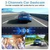 3 Channel Dash Cam for Cars, 1080P Full HD Front Camera (140° Wide View) with 480P Interior & Rear Cameras, 360° Vehicle Protection
