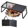 Folding Campfire Grill, Heavy Duty Steel Mesh Grate, 22.4" Portable Camping Grates Over Fire Pit, Camp Fire Cooking Equipment with Legs Carrying Bag