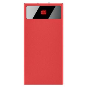 1Pc 20000mAh Power Bank Ultra-thin Phone Charger Dual USB Port Flashlight Battery Remain Display (Option: Red)