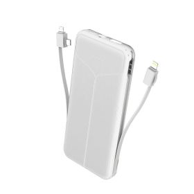 10000mAh Power Bank Portable Charger With US Plug 2 Built-in Cables External Battery Pack With 4 Ouputs 3 Inputs Fit For IOS Phone 14 Android And (Option: White)