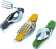 6-in-1 Multi-Function Camping Utensil Flatware Set Detachable Spoon Fork Knife Combo Mess Kit with Carrying Pouch
