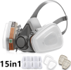 15in1 Respirator Half Face Gas Mask Safety Protect Painters Respirator with 8 extra filter cottons
