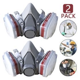 15in1 Respirator Half Face Gas Mask Safety Protect Painters Respirator with 8 extra filter cottons (Quantity: 2 sets)