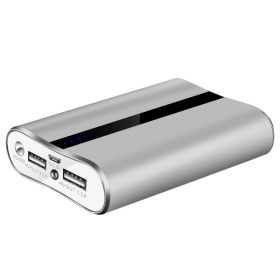 1Pc 12000mAh Portable Charger With Dual USB 3.1A Output Power Bank Ultra-Compact External Battery Pack Fast Charging (Option: 1Pc Silver)
