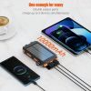 10000mAh Solar Charger Portable Power Bank USB-C Port Mobile Battery Pack for Phone
