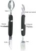 6-in-1 Multi-Function Camping Utensil Flatware Set Detachable Spoon Fork Knife Combo Mess Kit with Carrying Pouch